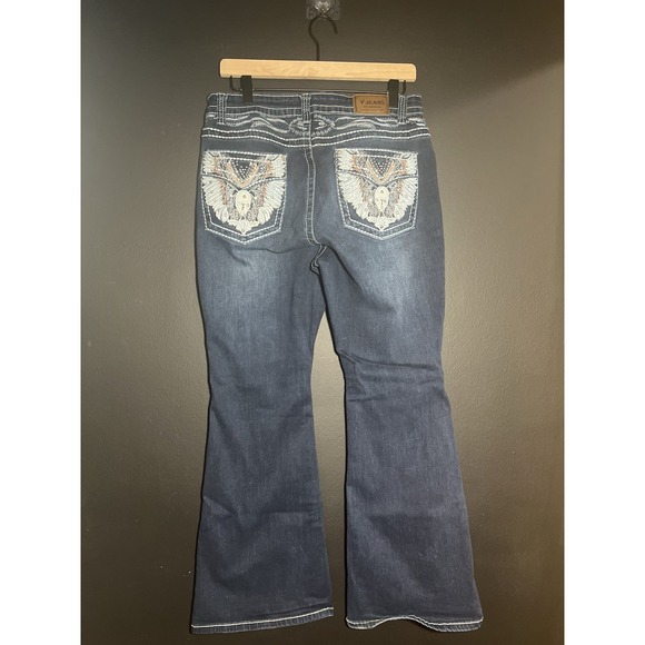 D&Y Denim - Y Jeans Los Angeles Womens 15 / 16 Flare Embellished Rhinestones Wings Studded